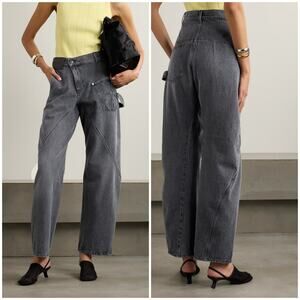 JW ANDERSON Twisted Workwear Jeans Grey Size 25 NEW Barrel Wide High Rise